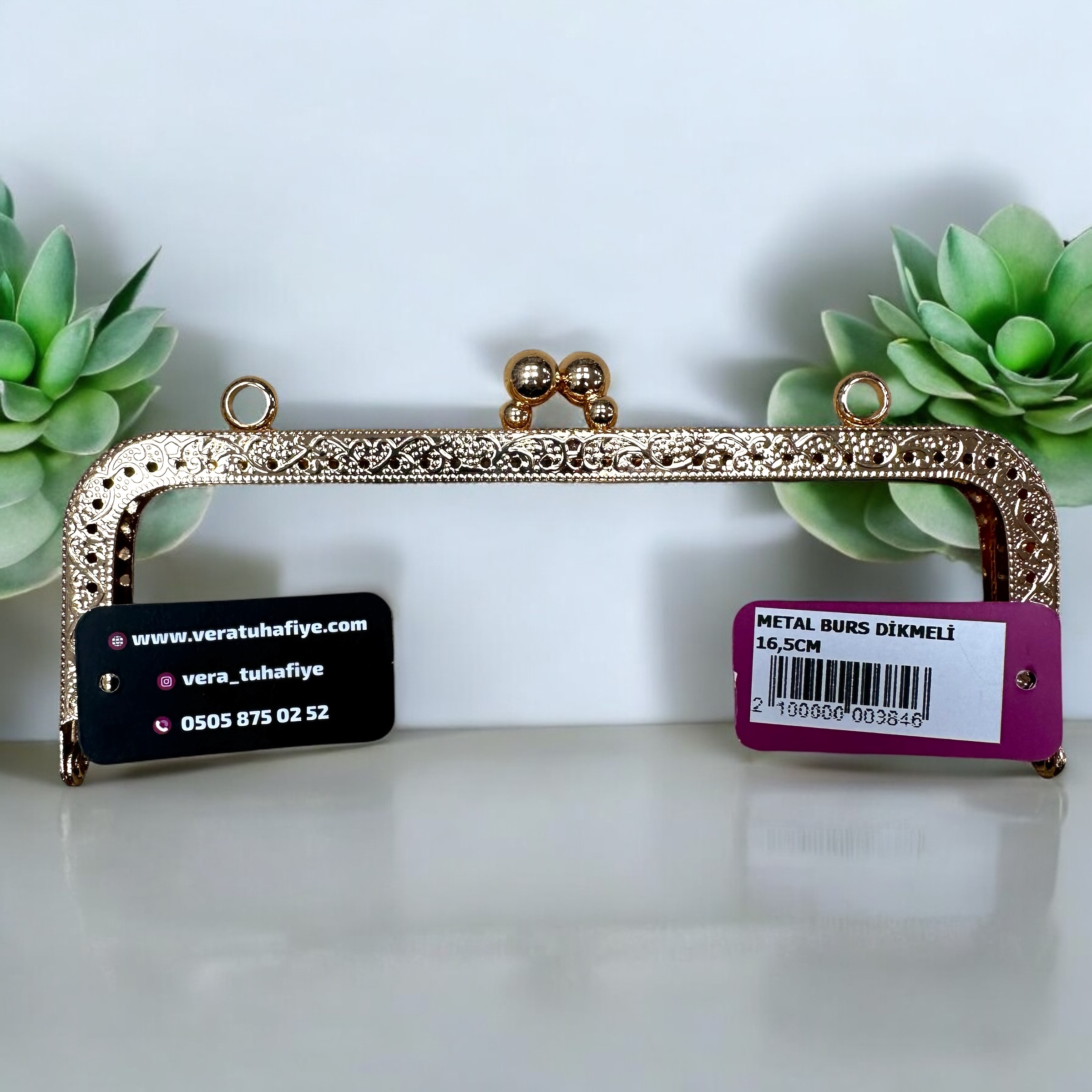 16.5 CM DİKMELİ BURS GOLD